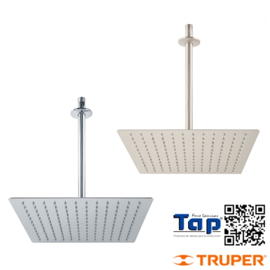 Imagen de REGADERA SATIN 300 12" PLATO CUADRADO DELGADO C BRAZO FOSET