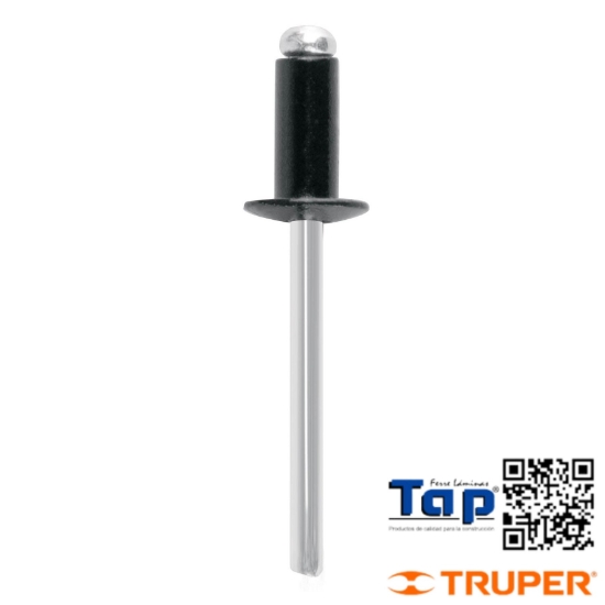 Imagen de REMACHES 005 3/16"X006 1/4" NEGROS ALU ALA 009 3/8" BOL 50