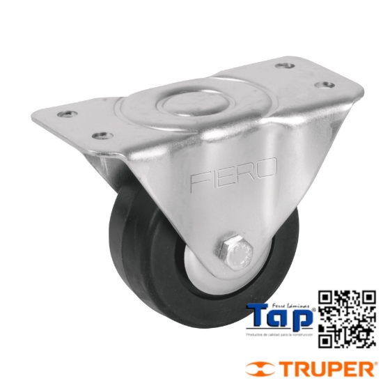 Imagen de RODAJA HULE 075 3" PLACA FIJA C BALERO CARGA 110 KG FIERO