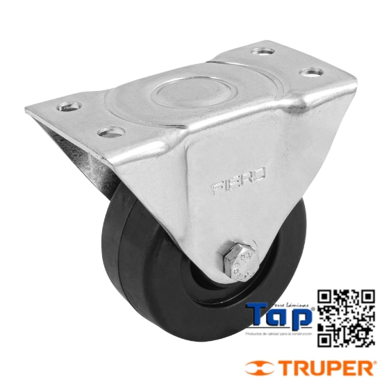 Imagen de RODAJA HULE 075 3" PLACA FIJA C BUJE CARGA 90 KG FIERO