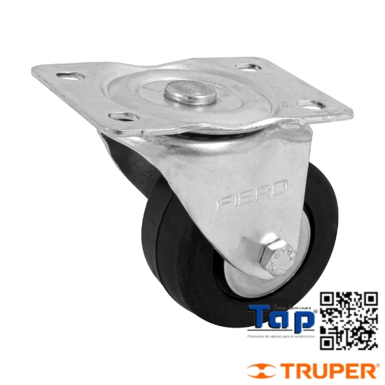 Imagen de RODAJA HULE 075 3" PLACA GIRATORIA C BALERO CARGA 110 KG