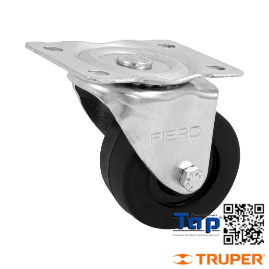 Imagen de RODAJA HULE 075 3" PLACA GIRATORIA C BUJE CARGA 90 KG FIERO