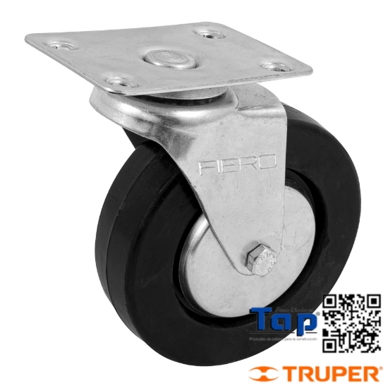 Imagen de RODAJA HULE 125 5" PLACA GIRATORIA C BALERO CARGA 60 KG