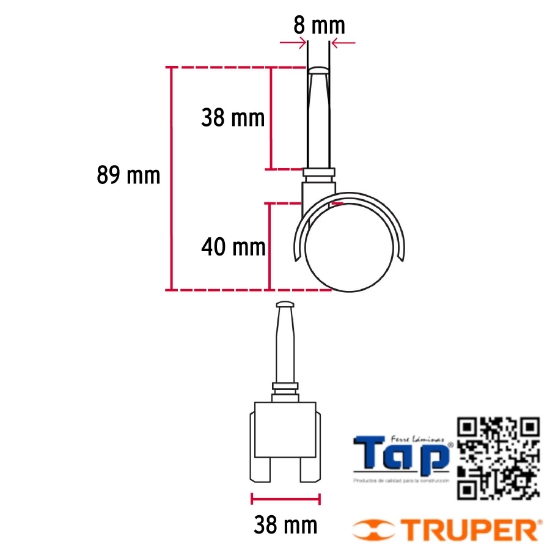 Imagen de RODAJA T YOYO 40 MM C ESPIGA P MAD FIERO