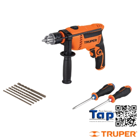 Imagen de ROTOMARTILLO 013 1/2"  650 W 6 BROCAS Y 2 DESARMADORES TRUPE