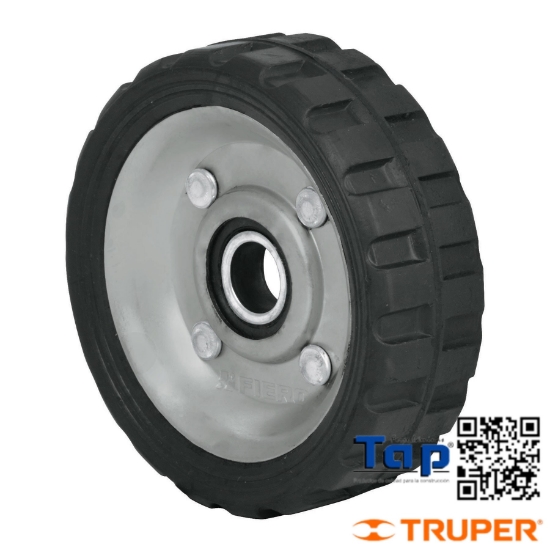 Imagen de RUEDA HULE SOLIDO 113 4-1/2" P DIABLO UN BALERO PRETUL