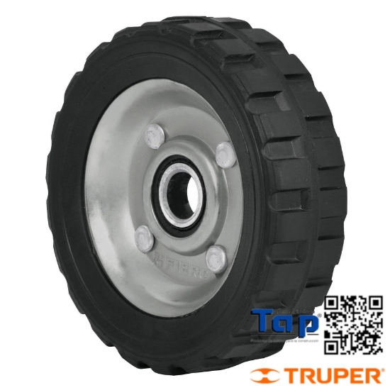 Imagen de RUEDA HULE SOLIDO 125 5" P DIABLO UN BALERO PRETUL
