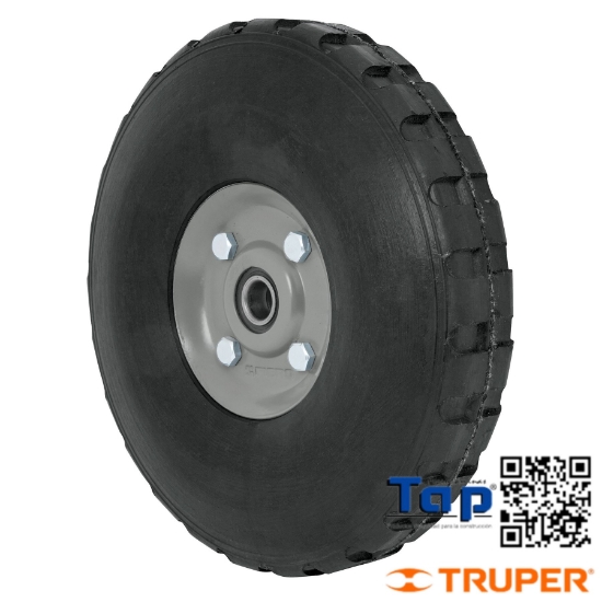 Imagen de RUEDA HULE SOLIDO 250 10" P DIABLO DOBLE BALERO PRETUL