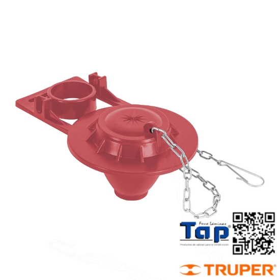 Imagen de SAPO 050 2" SILICONA P WC,ROJO,CON CADENA ACERO INOX