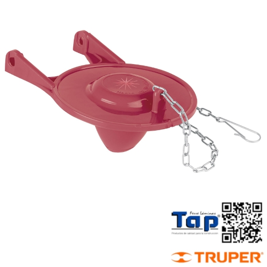 Imagen de SAPO 075 3" SILICONA P WC,ROJO,CON CADENA ACERO INOX