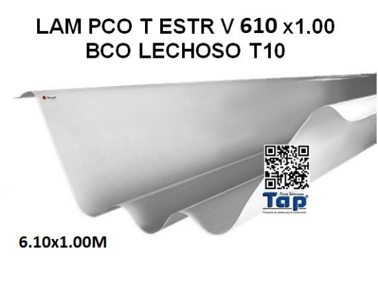Imagen de LAM PCO T ESTR V 6.10x1.00 BCO LECHOSO T10