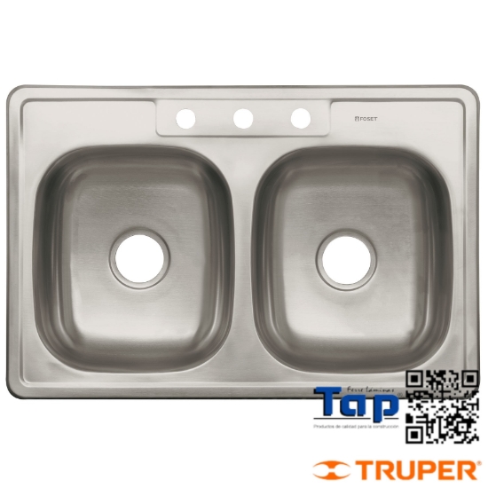 Imagen de TARJA EMPOTRAR DOBLE TINA 86X56 CM FOSET A