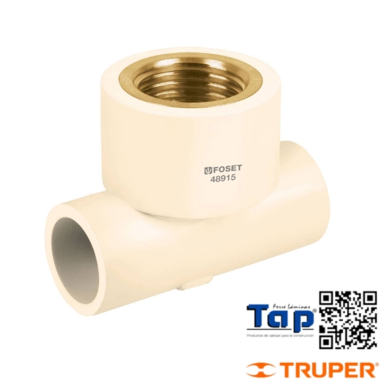 Imagen de TEE REDUCIDA HEM CPVC 019 3/4"X019 3/4"X013 1/2" INSERTO LAT