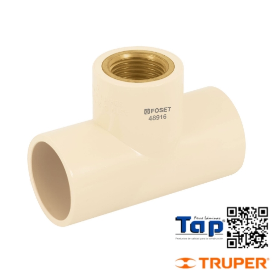 Imagen de TEE REDUCIDA HEM CPVC 025 1"X025 1"X013 1/2" INSERTO LATON