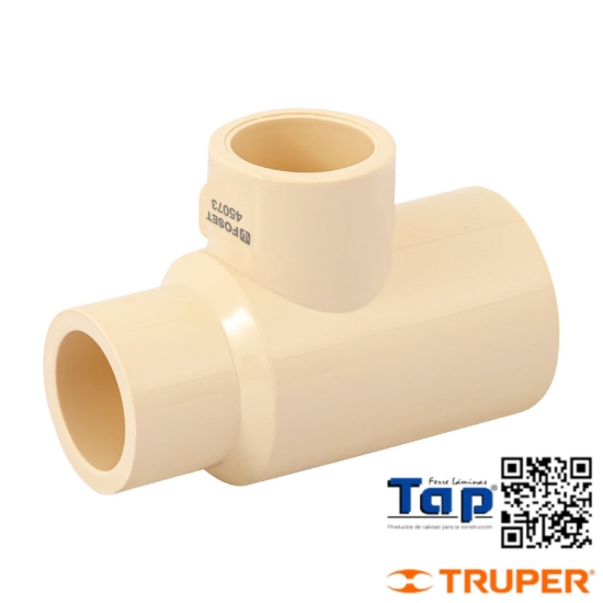 Imagen de TEE REDUCIDA LATERAL CPVC 019 3/4"X013 1/2"X013 1/2"  FOSET
