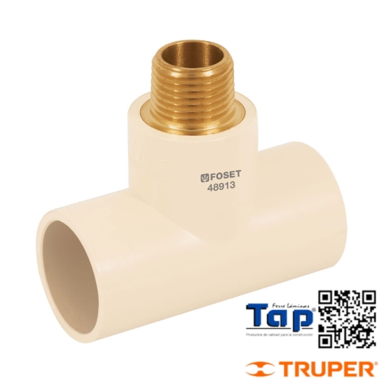Imagen de TEE REDUCIDA MACHO CPVC 025 1"X025 1"X013 1/2" INSERTO LATON