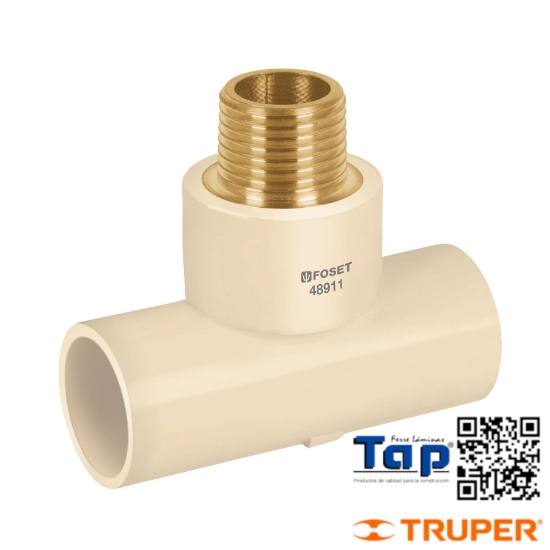 Imagen de TEE ROSCA CENTRAL MACHO CPVC 013 1/2" INSERTO LATON FOSET