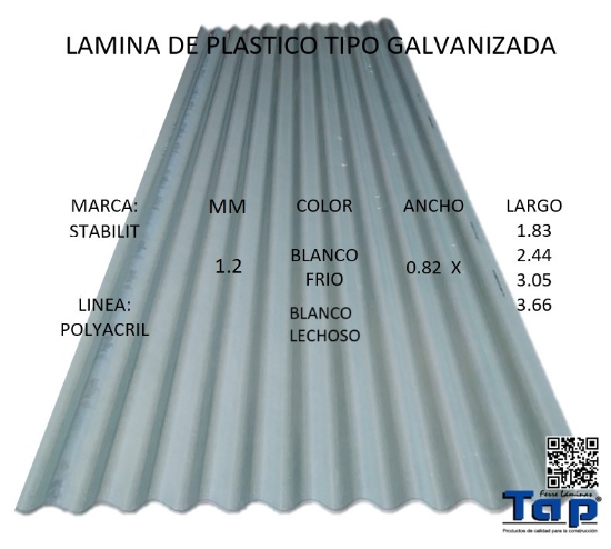 Imagen de LAMINA DE PLASTICO T GALVANIZADA