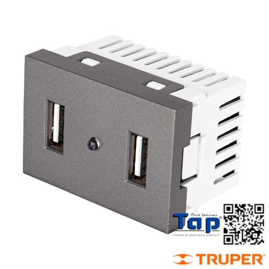 Imagen de TOMA PUERTOS USB 1.5 MOD LINEA LISBOA ACERO INOX C 2