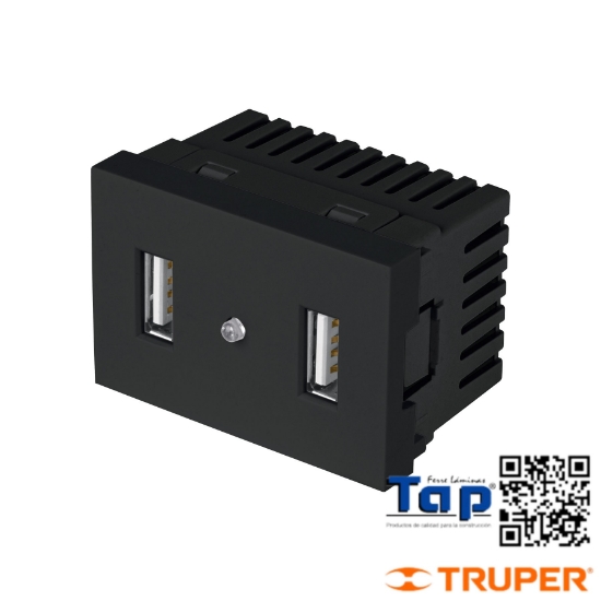 Imagen de TOMA PUERTOS USB 1.5 MOD LINEA LISBOA NEGRO C 2