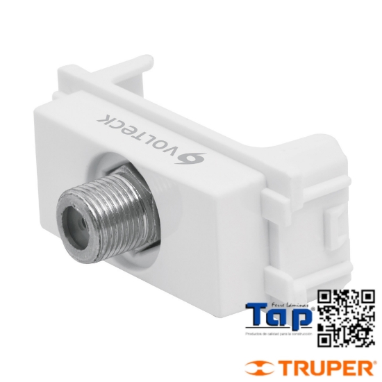 Imagen de TOMA TELEVISION LINEA ITALIANA COLOR BLANCO VOLTECK