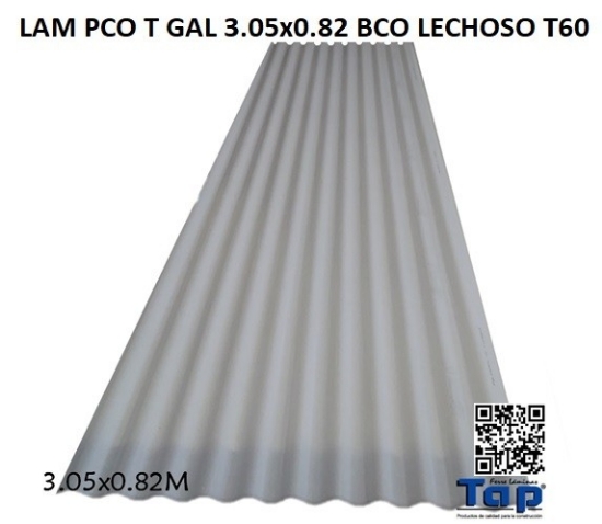 Imagen de LAM PCO T GAL 3.05x0.82 BCO LECHOSO T60