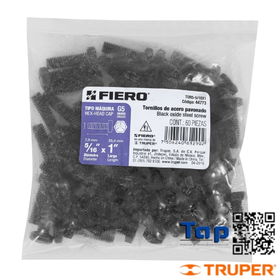 Imagen de TORNILLOS ACERO GRADO 5 008 5/16"X025 1" FIERO BOL 60