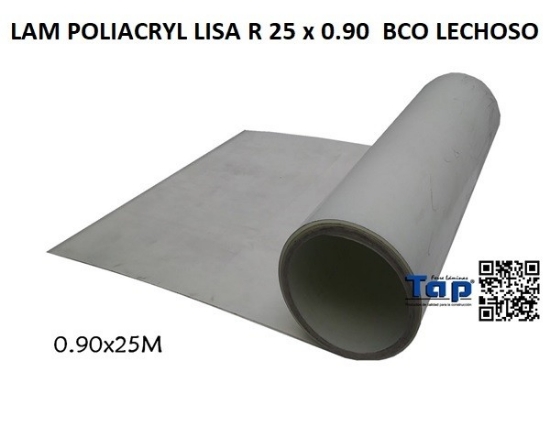 Imagen de LAM POLIACRYL LISA R 25 x 0.90  BCO LECHOSO