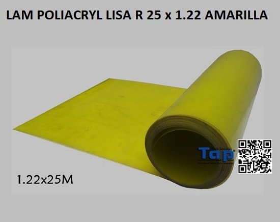 Imagen de LAM POLIACRYL LISA R 25 x 1.22 AMARILLA