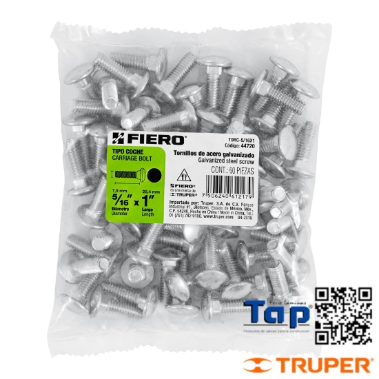 Imagen de TORNILLOS T COCHE 008 5/16"X025 1" FIERO BOL 60