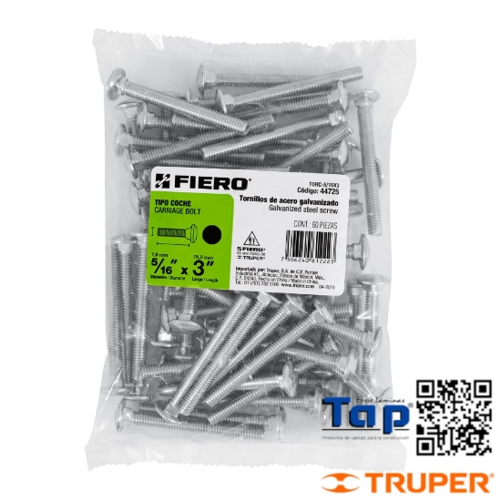Imagen de TORNILLOS T COCHE 008 5/16"X075 3" FIERO BOL 60