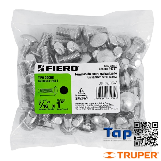 Imagen de TORNILLOS T COCHE 011 7/16"X025 1" FIERO BOL 60