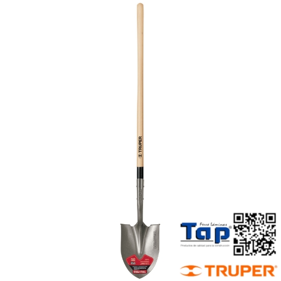 Imagen de TRUPRO ROUND POINT ROLLED STEPS SHOVEL 1200 48" WOOD HANDLE