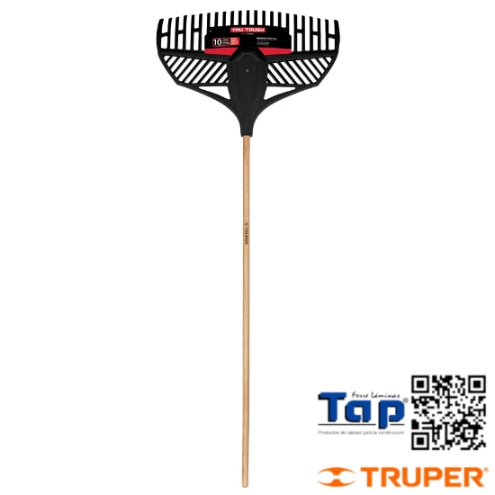 Imagen de TRUTOUGH 23 TEETH PLASTIC LEAF RAKE W/WOOD HDL