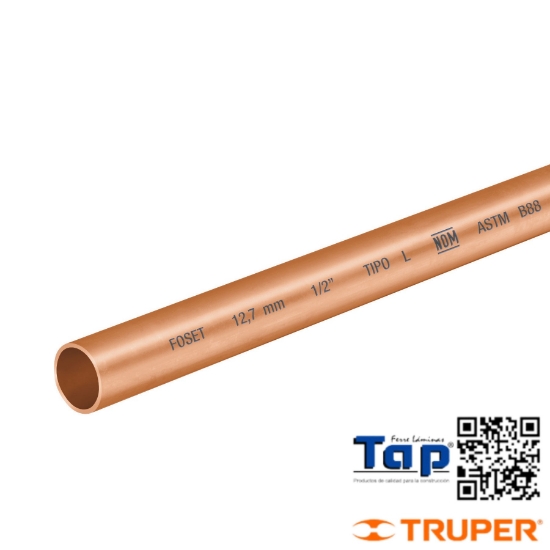 Imagen de TUBO COBRE T "L" 013 1/2" 3 M FOSET