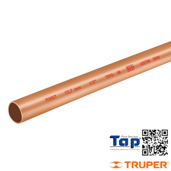 Imagen de TUBO COBRE T "M" 013 1/2" 3 M FOSET