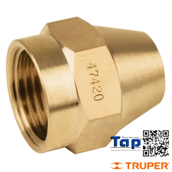 Imagen de TUERCA CONICA LATON 013 1/2" FOSET
