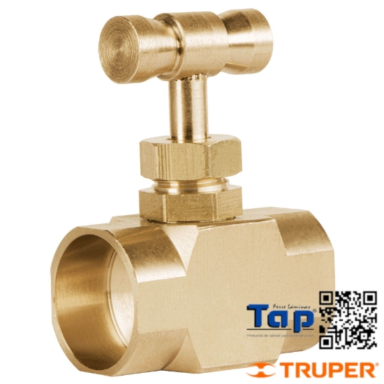 Imagen de VALVULA AGUJA LATON P GAS SOLDABLE 013 1/2"X013 1/2"