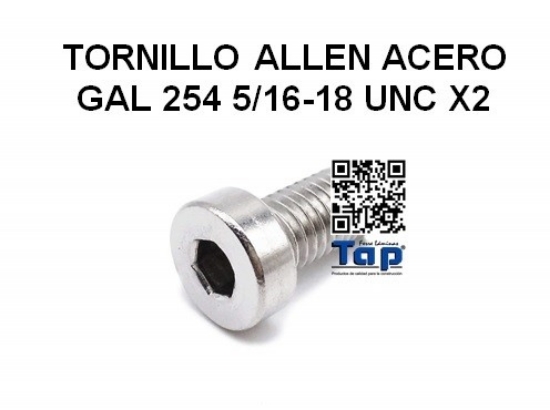 Imagen de TORNILLO ALLEN ACERO GAL 254 5/16-18 UNC X2