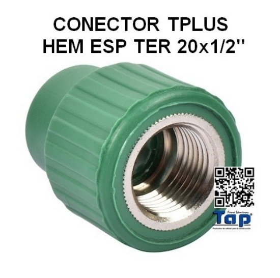 Imagen de CONECTOR TPLUS HEM ESP TER 20x1/2"