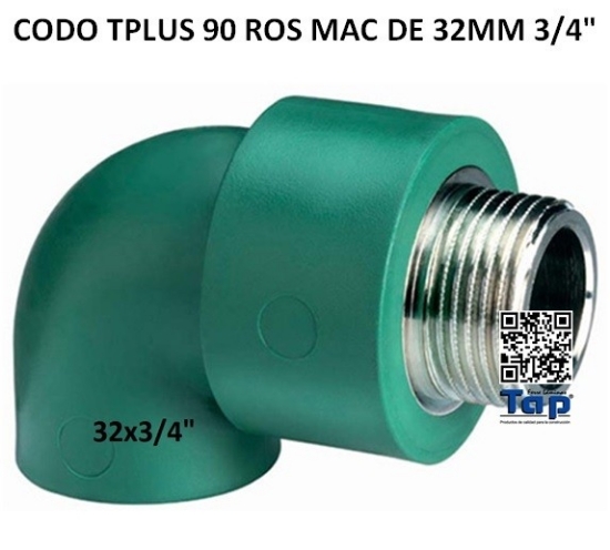 Imagen de CODO TPLUS 90 ROS MAC DE 32MM 3/4"