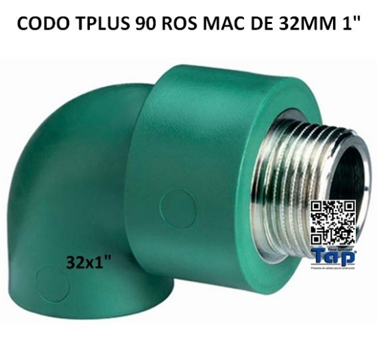 Imagen de CODO TPLUS 90 ROS MAC DE 32MM 1"