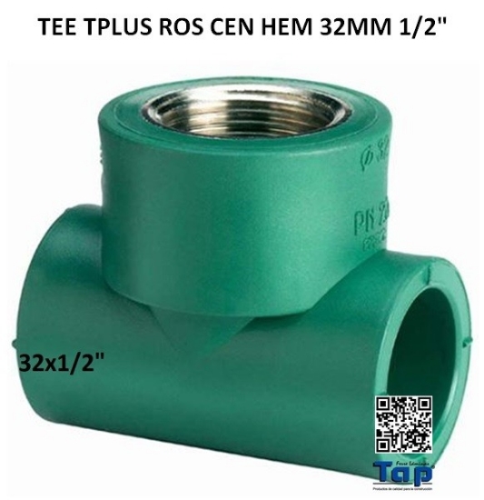 Imagen de TEE TPLUS ROS CEN HEM 32MM 1/2"