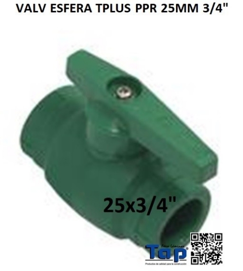 Imagen de VALV ESFERA TPLUS PPR 25MM 3/4"