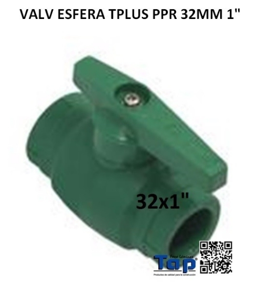 Imagen de VALV ESFERA TPLUS PPR 32MM 1"
