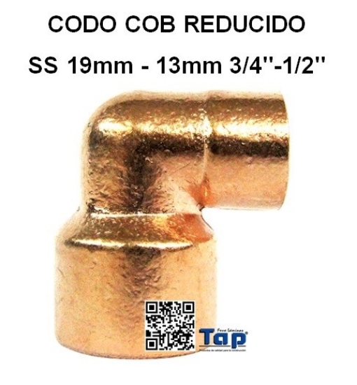 Imagen de CODO COB REDUCIDO SS 19mm - 13mm 3/4"-1/2"