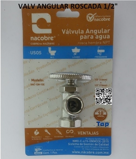 Imagen de VALV ANGULAR ROSCADA 1/2"