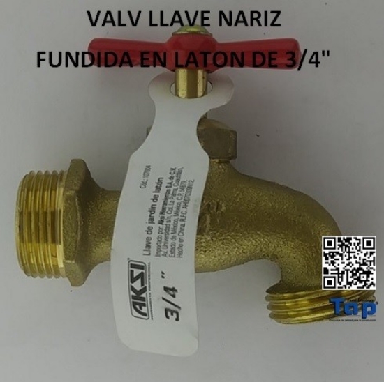 Imagen de VALV LLAVE NARIZ FUNDIDA EN LATON DE 3/4"