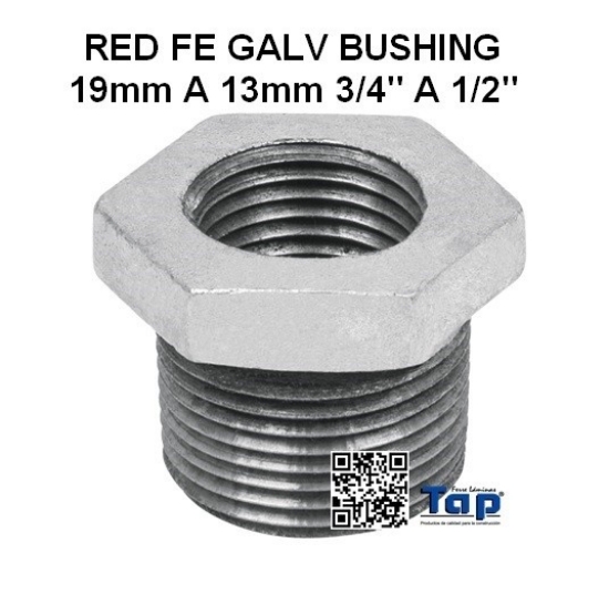 Imagen de RED FE GALV BUSHING 19mm A 13mm 3/4" A 1/2"