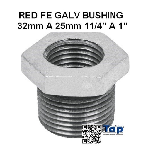 Imagen de RED FE GALV BUSHING 32mm A 25mm 11/4" A 1"